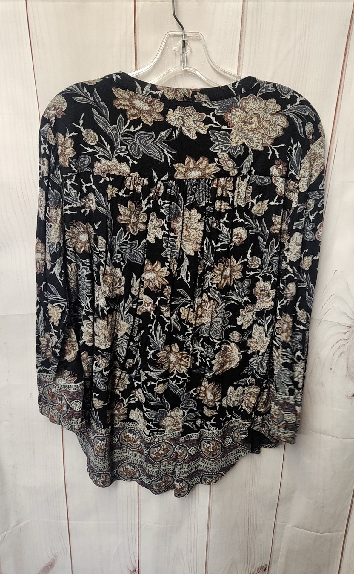 Lucky Brand Women's Size XL Black Floral Long Sleeve Top