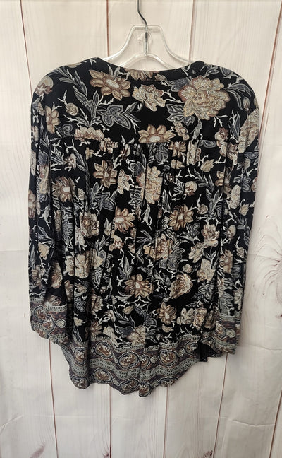 Lucky Brand Women's Size XL Black Floral Long Sleeve Top