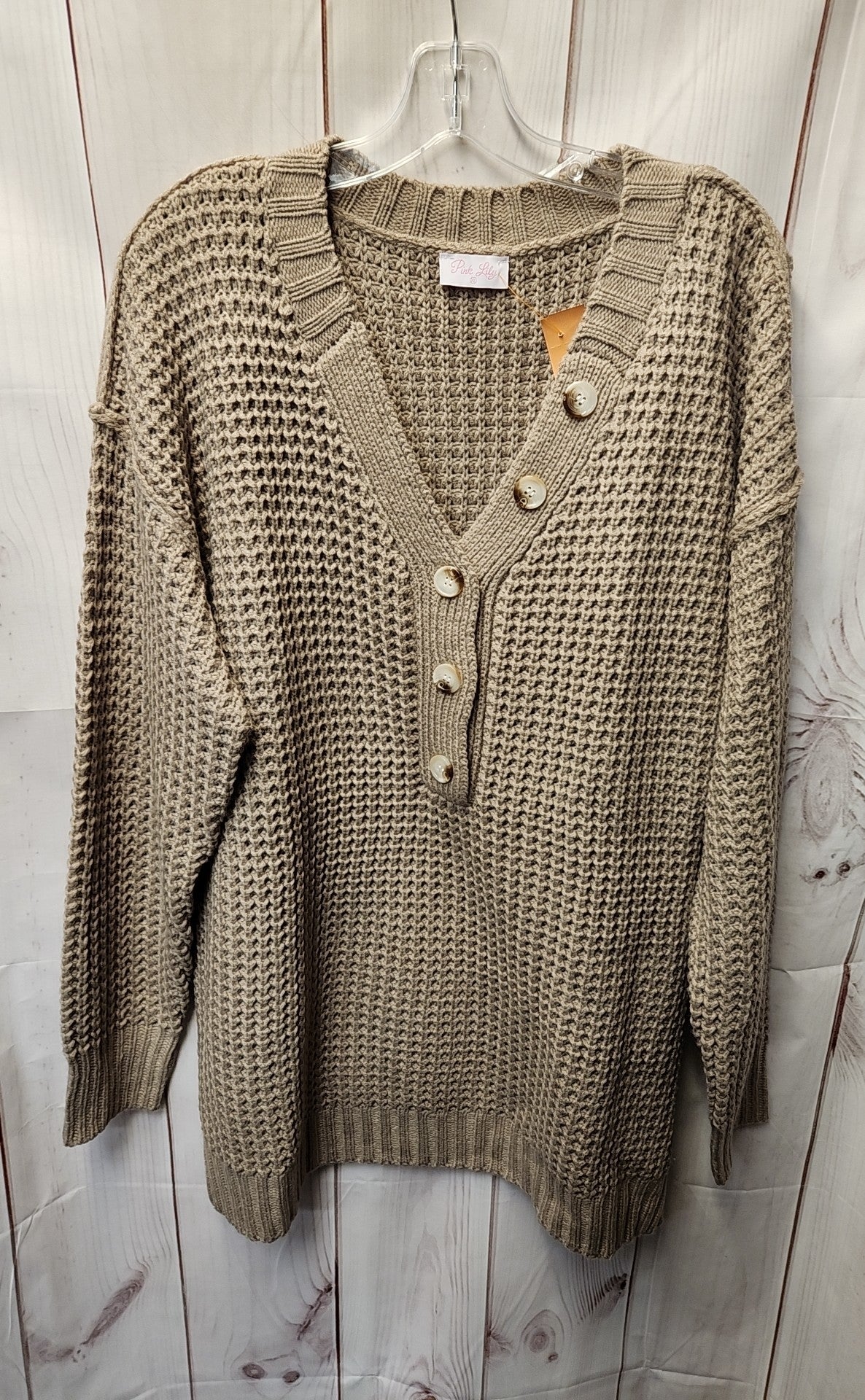 Pink Lily Women's Size XL Brown Cardigan