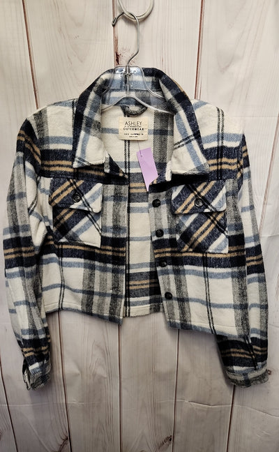 Ashley by 26 International Women's Size 8 White & Blue Plaid Jacket