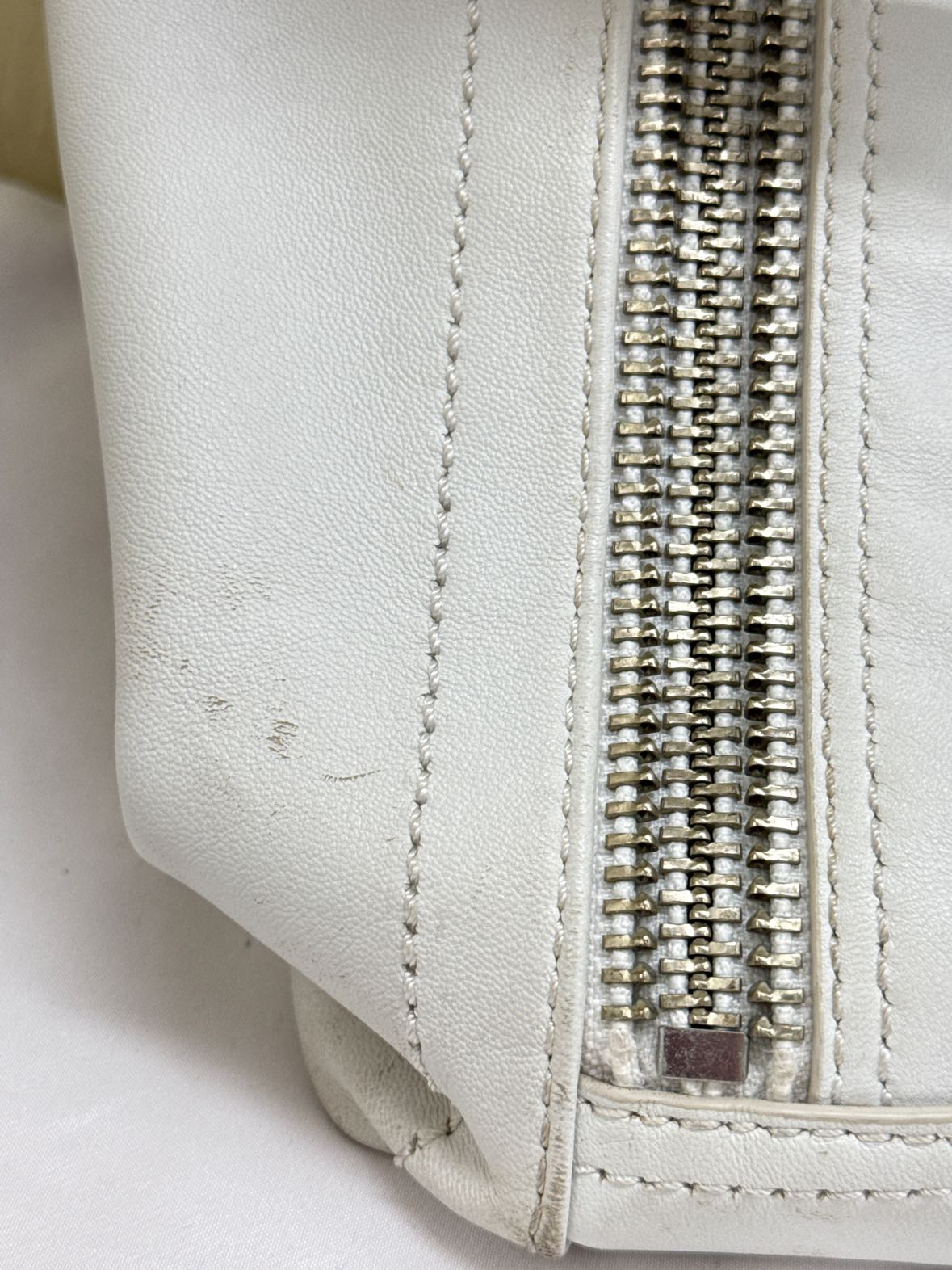 Frye White Leather Purse Bag AS IS - marks on front & back