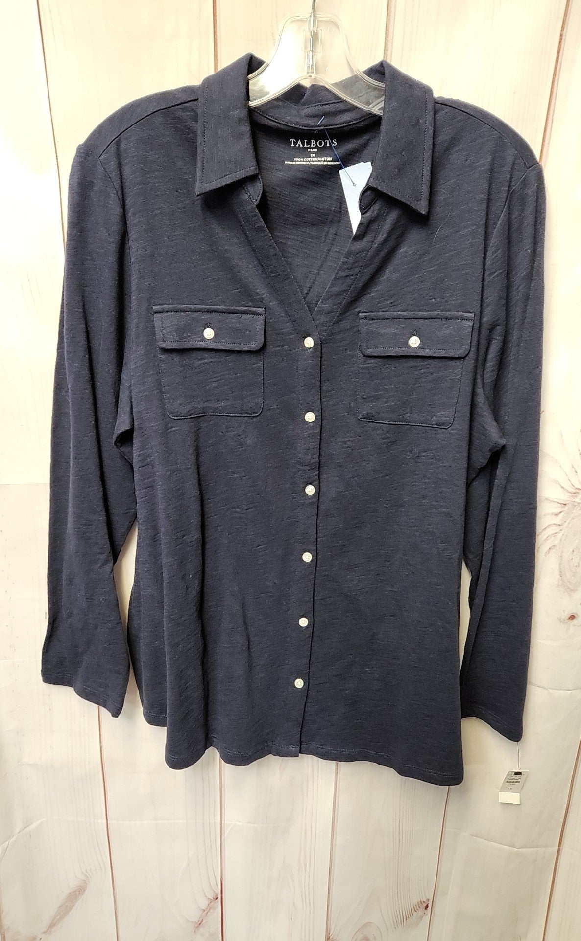 NWT Talbots Women's Size 1X Navy Long Sleeve Top