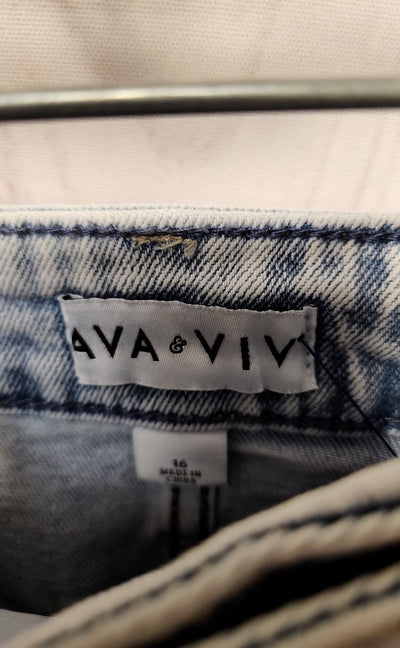 NWT Ava & Viv Women's Size 16 Blue Skirt A-line Skirt Mid Rise Relaxed Fit