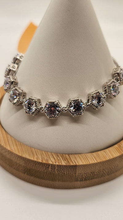J Francis Silver .925 Sterling Silver CZ Swarovski Crystal Bracelet