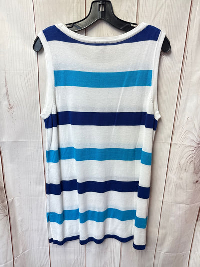 Chico's Women's Size 2 = US L White & Blue Sleeveless Top