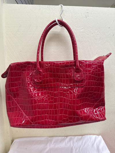 Elizabeth Arden Large Red Faux Croc PVC Textured Leather Tote Shoulder Bag