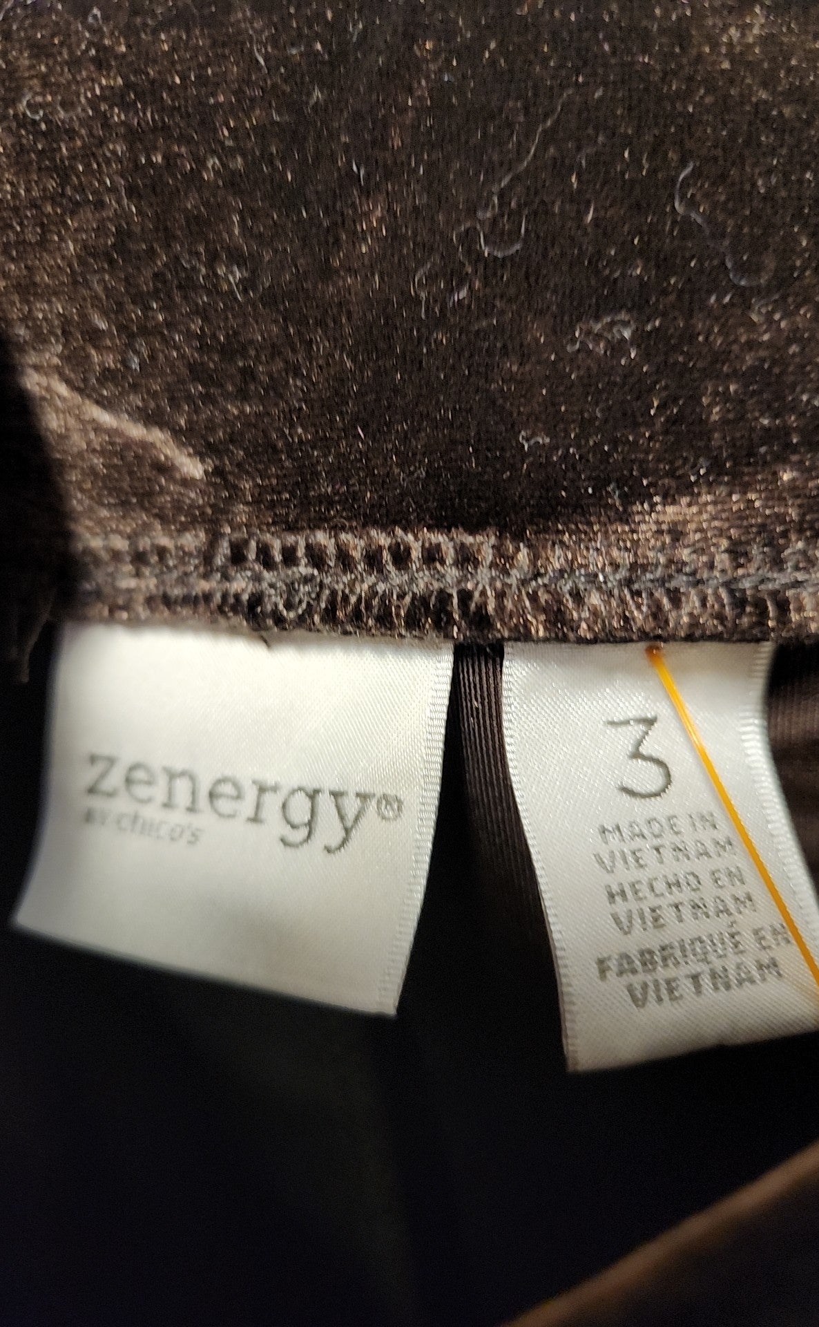 Zenergy - Chico's Women's Size 3 = US 16 Brown Velour Pants
