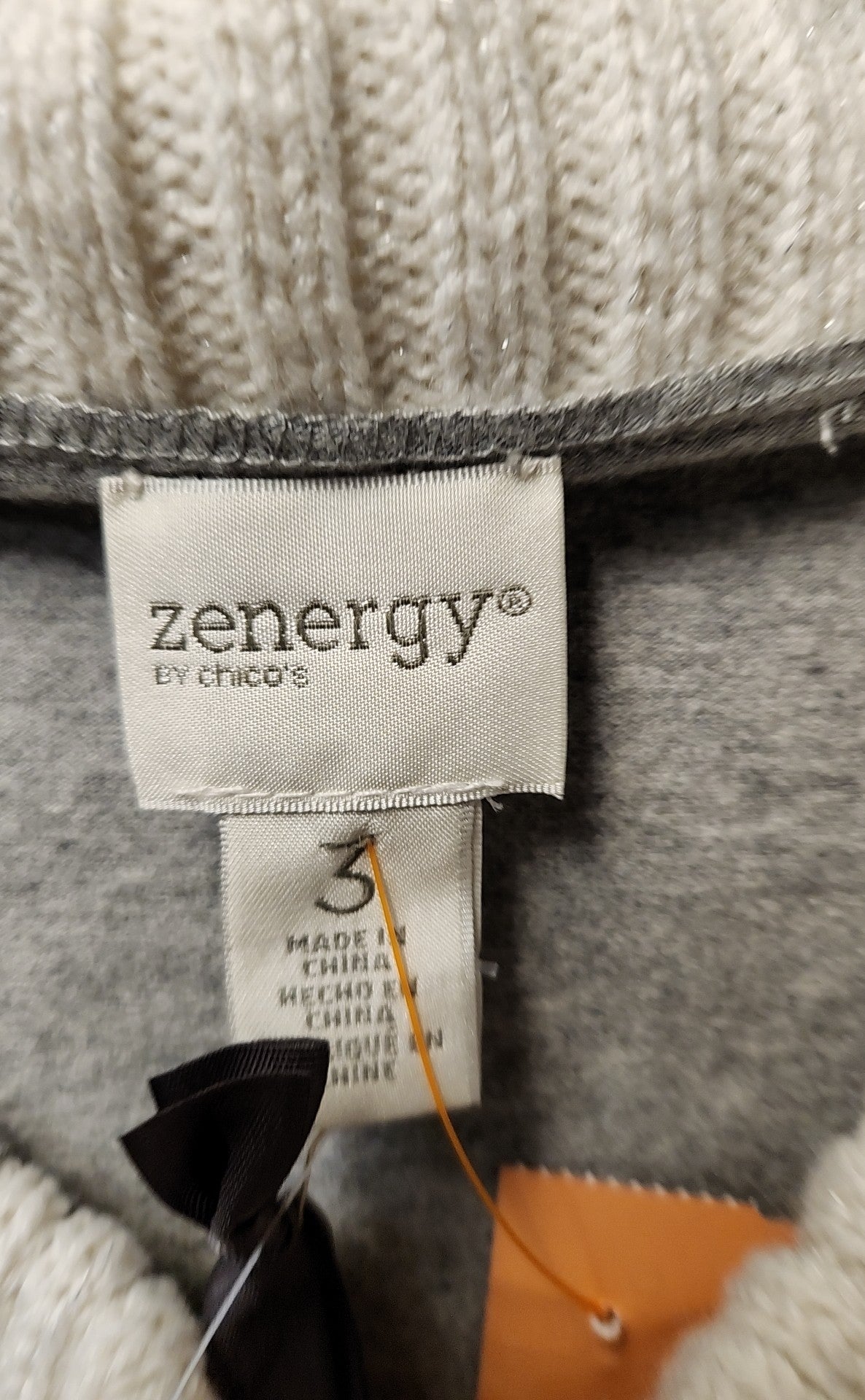 NWT Chico's Women's Size 3 = US XL White & Gray Sweater