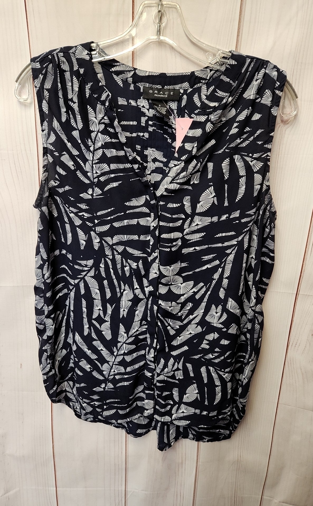 Grace Women's Size S Navy Floral Sleeveless Top