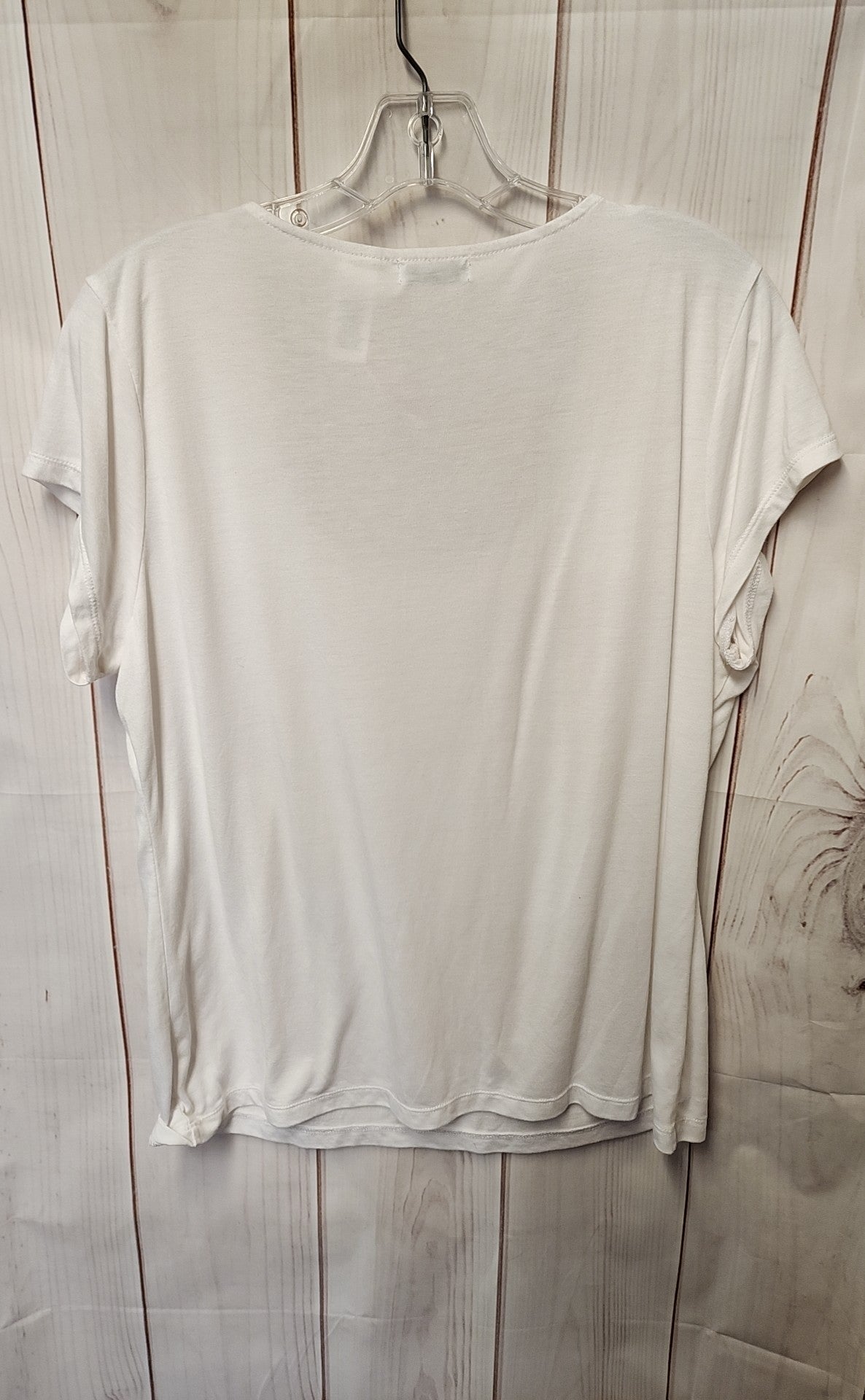 Liz & Co Women's Size XL White Short Sleeve Top