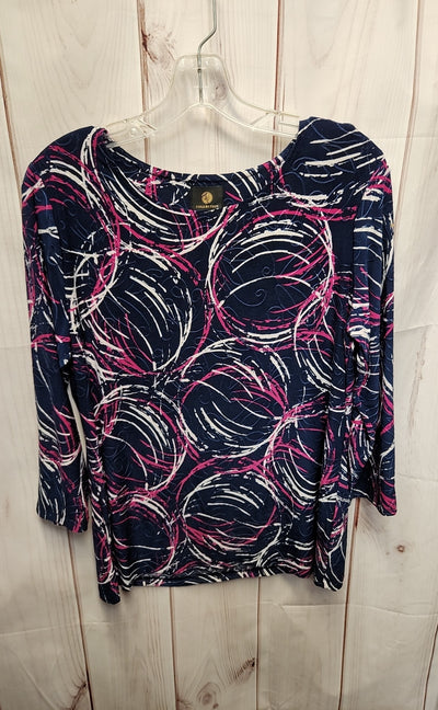 JM Collection Women's Size M Blue 3/4 Sleeve Top