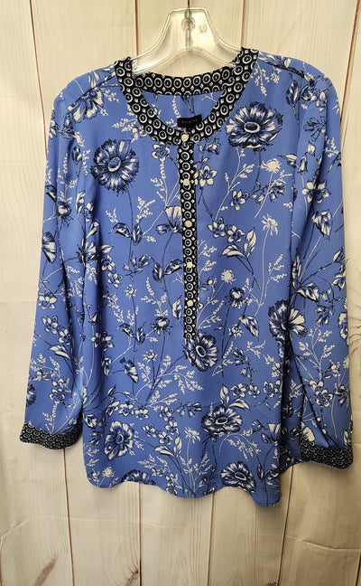 Talbots Women's Size L Blue Floral Long Sleeve Top