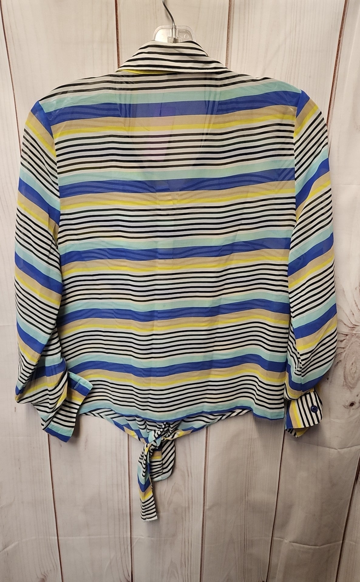 Mine Women's Size L White Stripe Long Sleeve Top