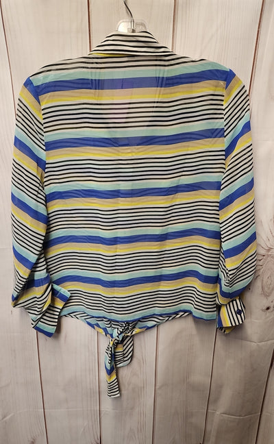 Mine Women's Size L White Stripe Long Sleeve Top