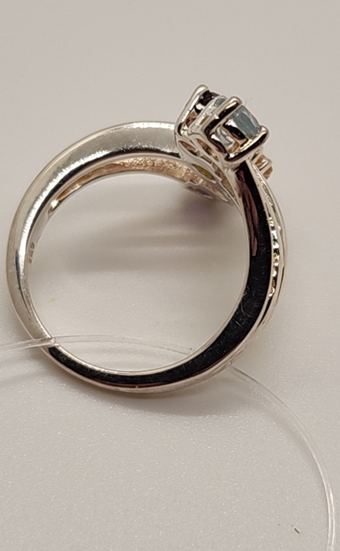Ring Size 5 Blue, Red, Gree, Yellow, Purple Stone .925 Sterling Silver Ring