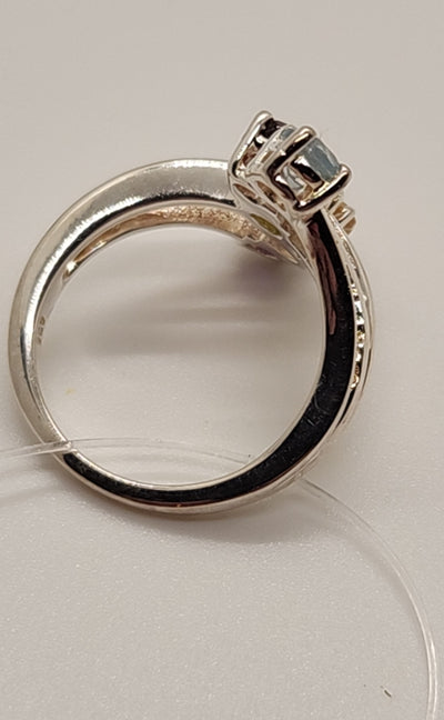 Ring Size 5 Blue, Red, Gree, Yellow, Purple Stone .925 Sterling Silver Ring