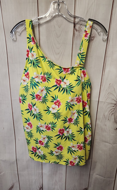 Lands End Women's Size 18 Yellow Floral Swim Top