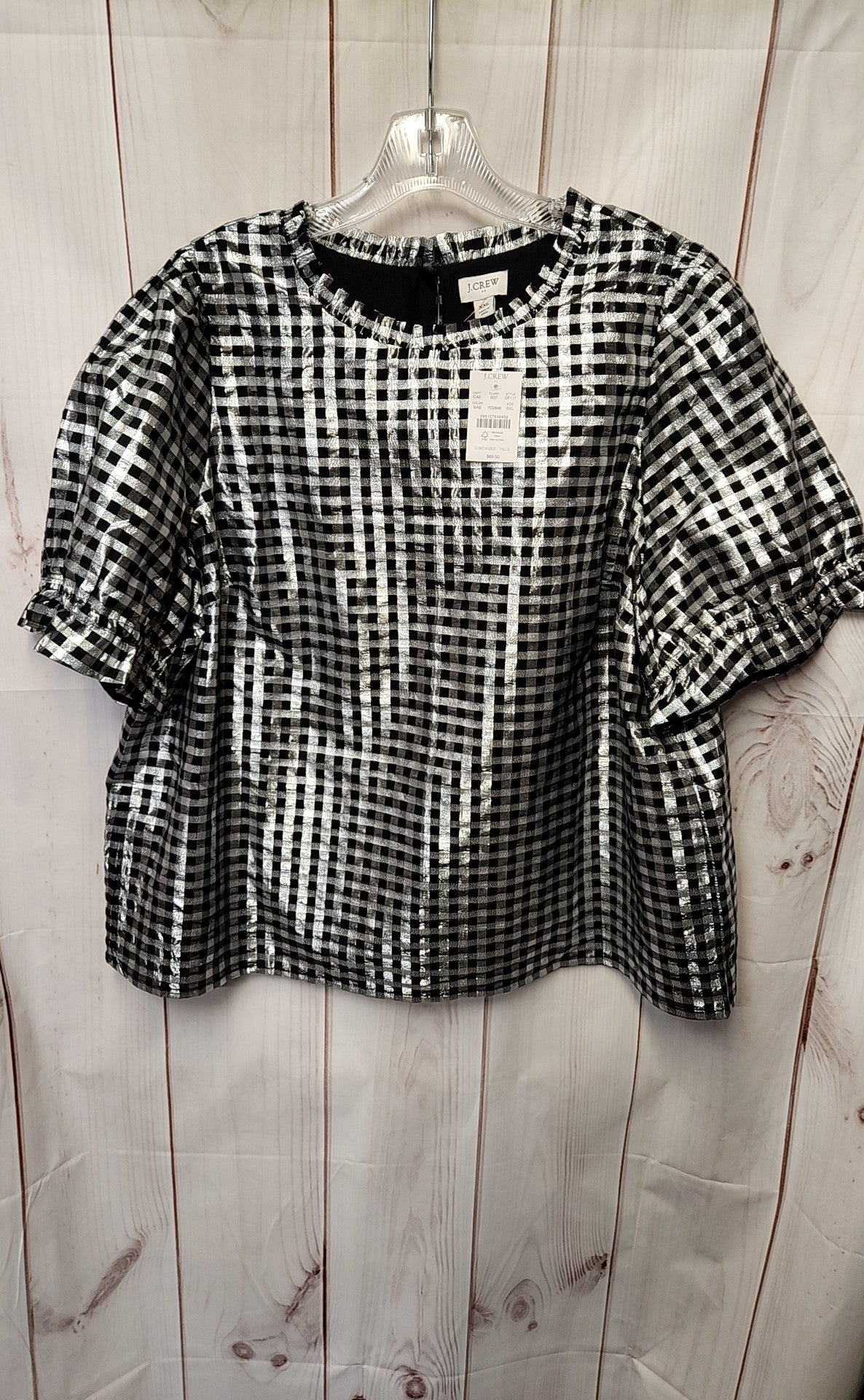 J Crew Women's Size XXL Black & Silver Short Sleeve Top