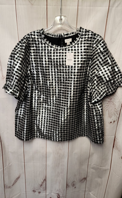 J Crew Women's Size XXL Black & Silver Short Sleeve Top