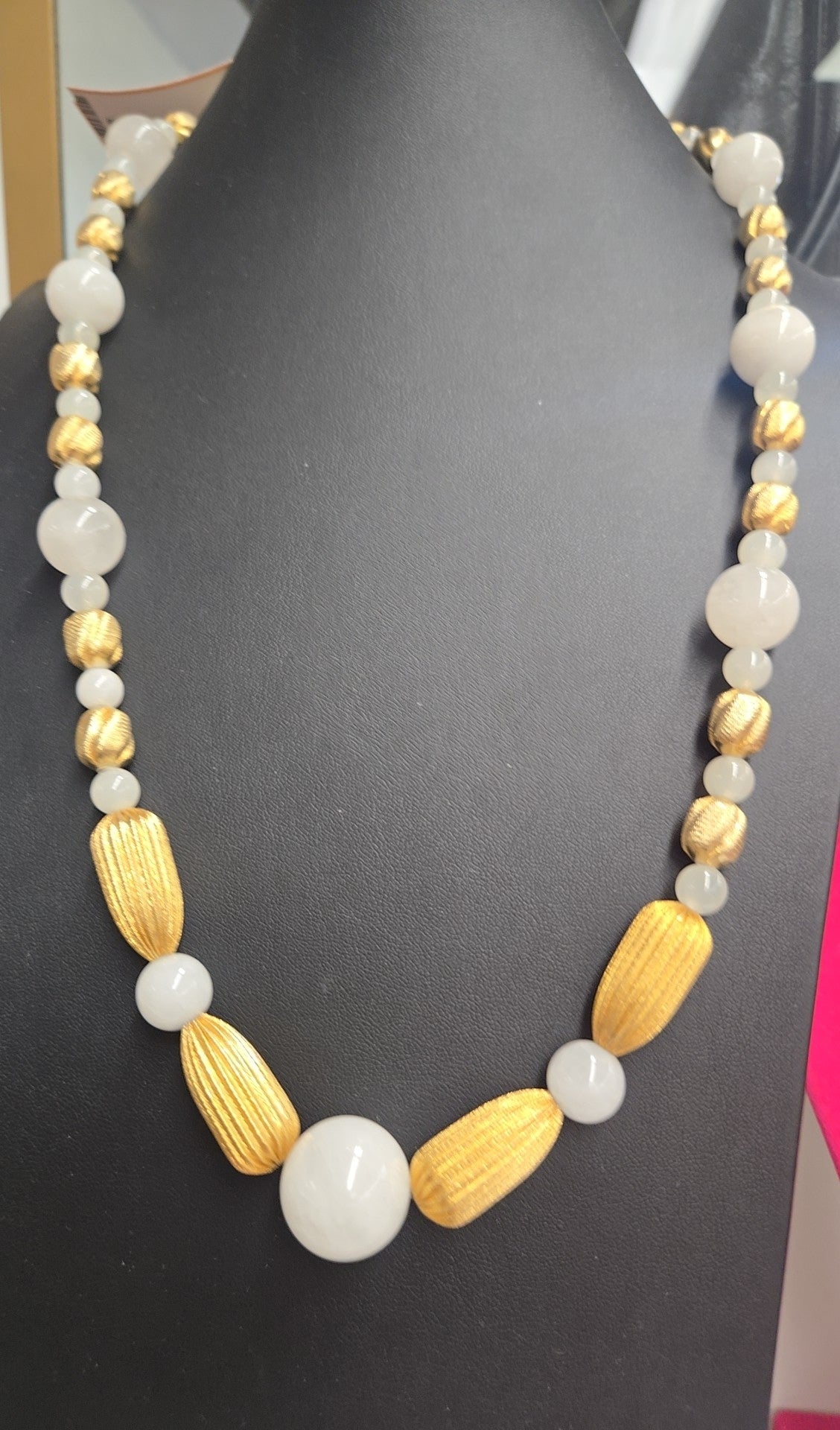 White & Gold Beaded Necklace