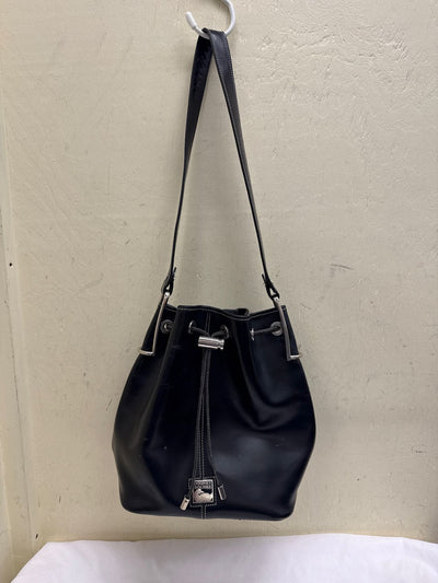 Dooney & Bourke Black Leather Drawstring Bucket Purse Bag
