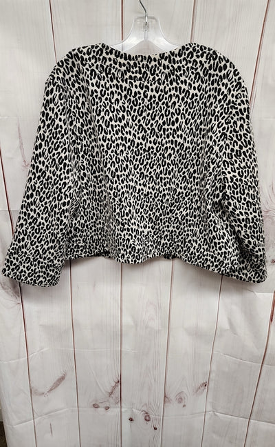 Sharagano Women's Size XL White Animal Print Cardigan
