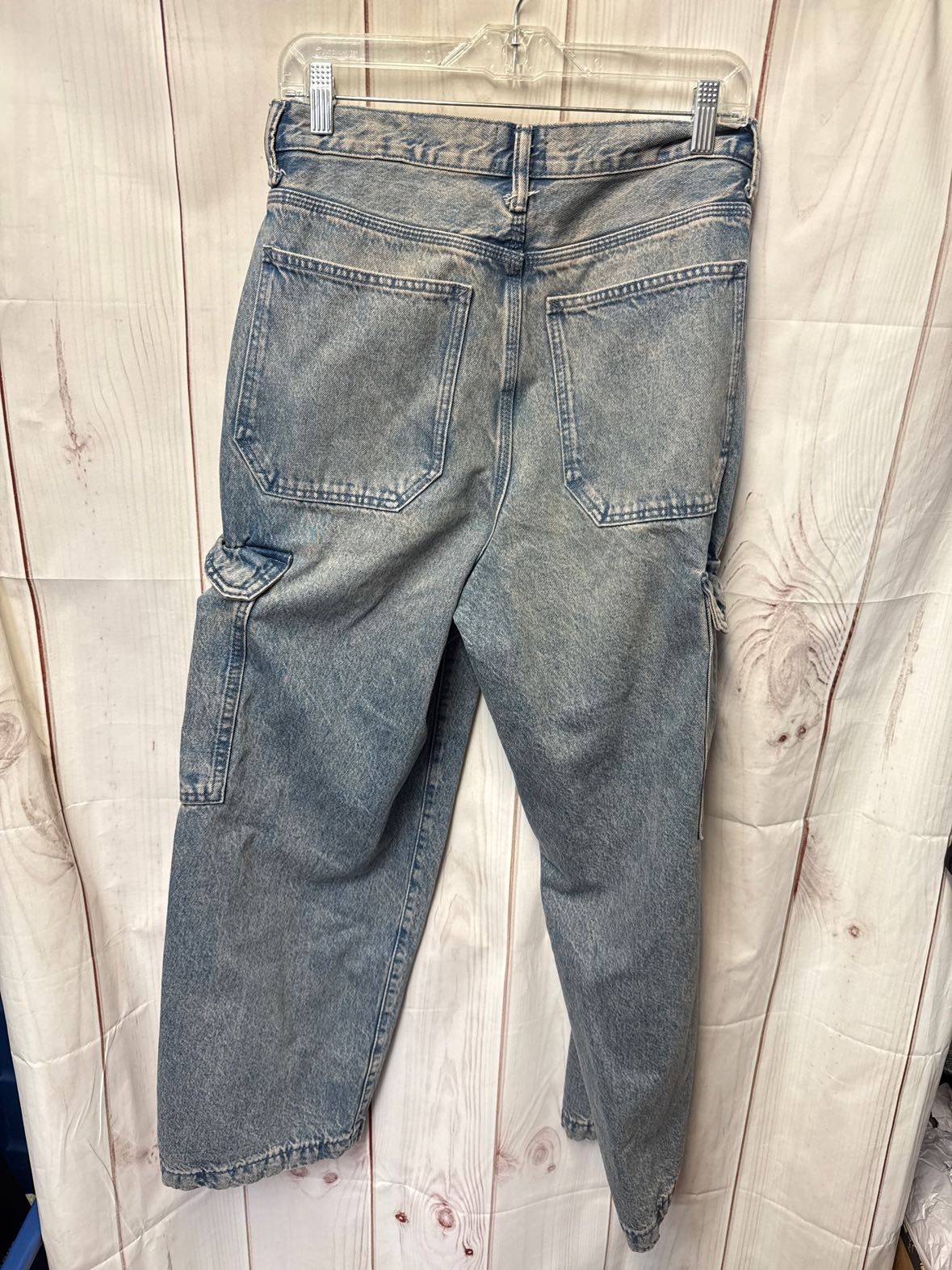 H&M Men's Size 28x32 Baggy Fit Coupe Baggy Cargo Pocket Distressed Blue Jeans