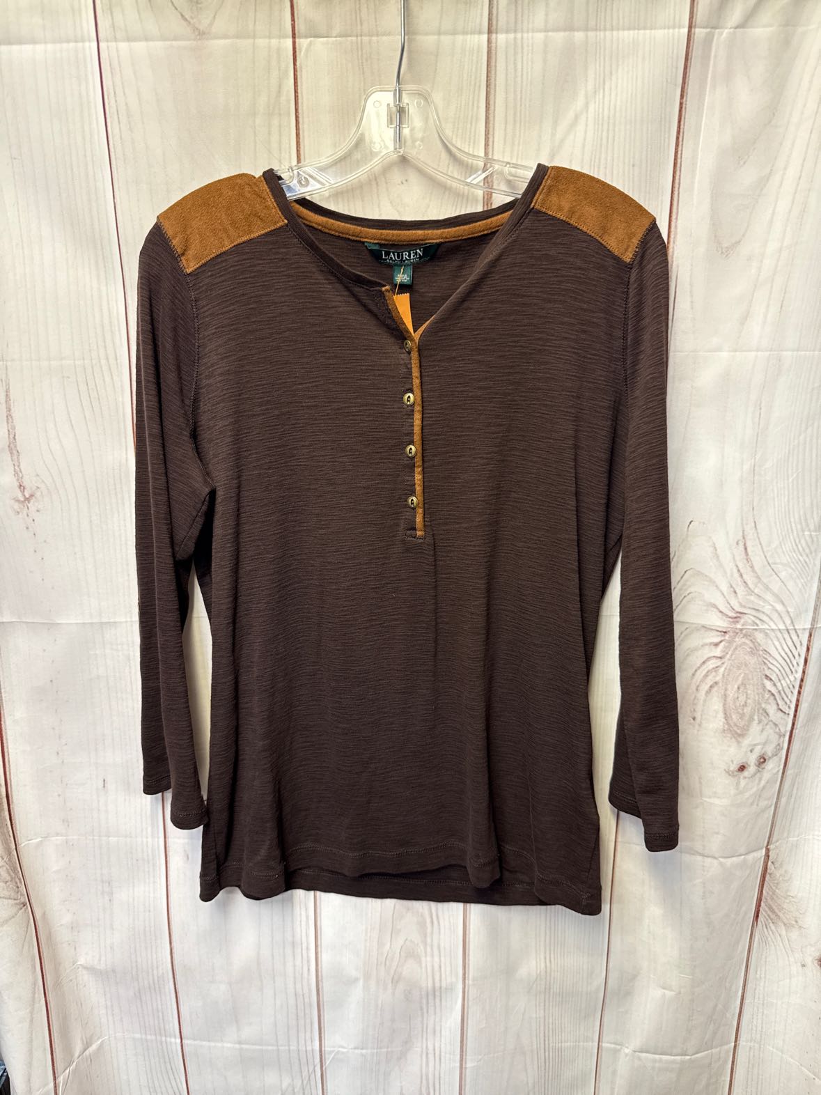 Lauren by Ralph Lauren Women's Size L Brown 3/4 Sleeve Top