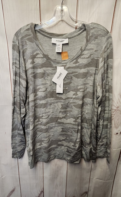 NWT Workshop Women's Size 2X Gray Camo Long Sleeve Top