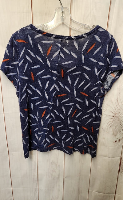 Maison Jules Women's Size L Blue Short Sleeve Top