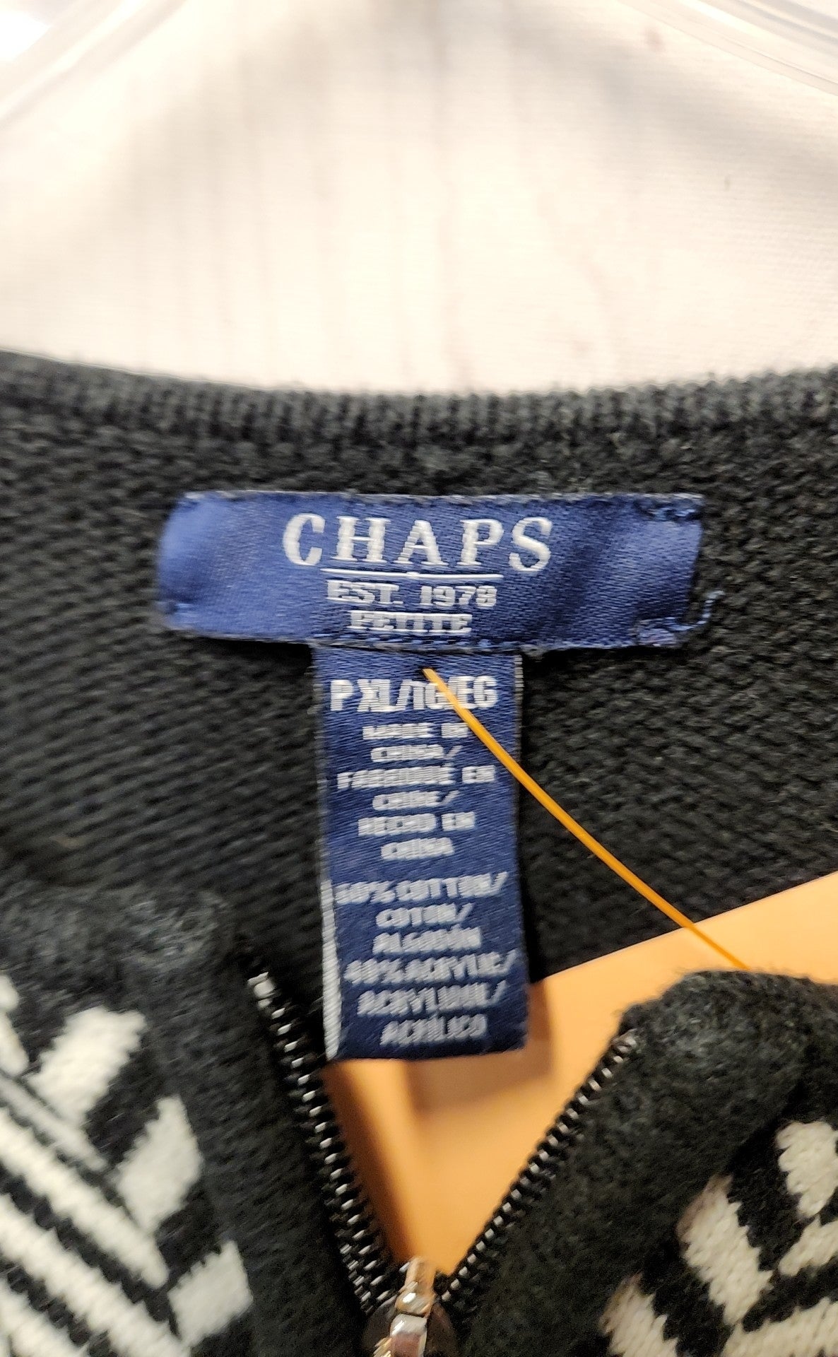 Chaps Women's Size XL Petite Black Full Zip Sweater