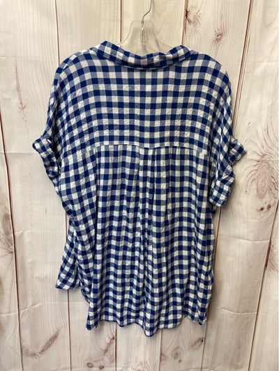 Jane & Delancey Women's Size XL Blue & White Short Sleeve Top
