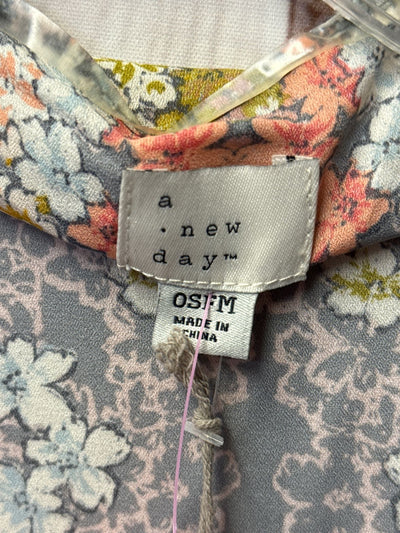 NWT A New Day Women's Size One Size Gray Floral Poncho