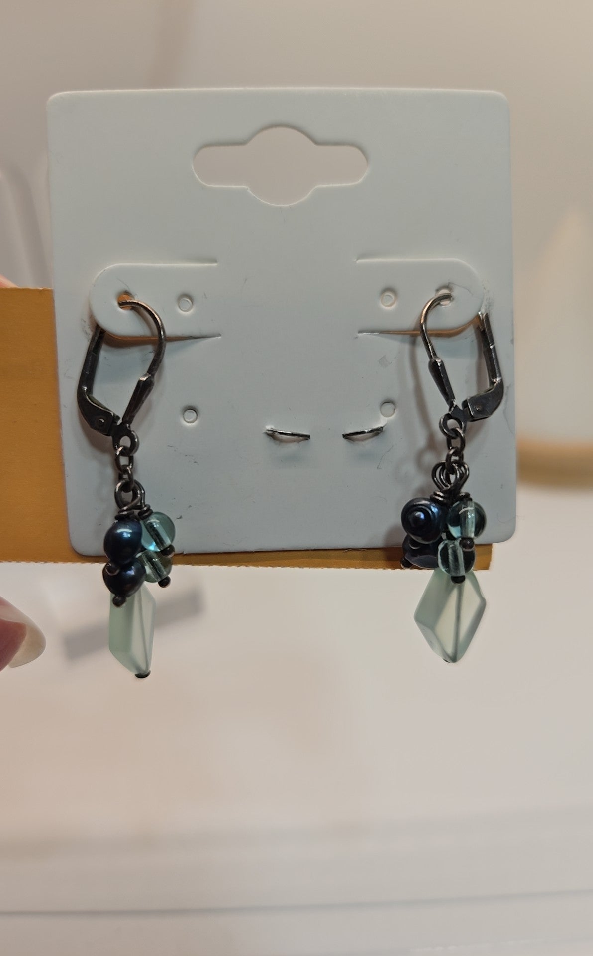 .925 Sterling Silver Blue Beaded Earrings