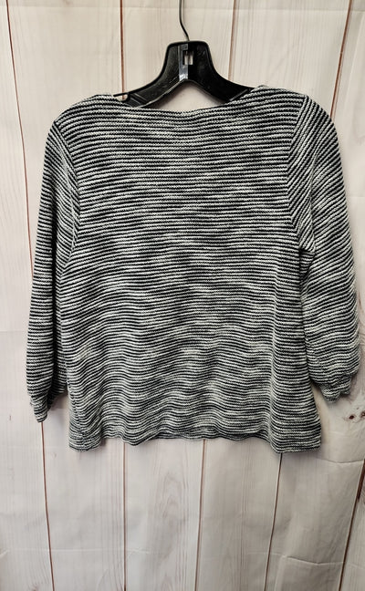 J Jill Women's Size S Petite White & Blue 3/4 Sleeve Top