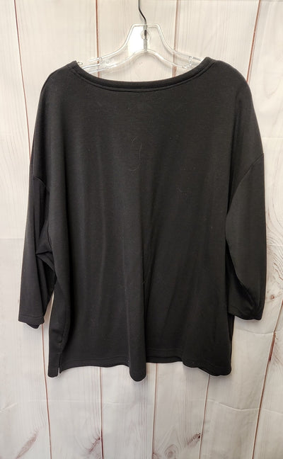 Jones New York Women's Size 1X Black 3/4 Sleeve Top