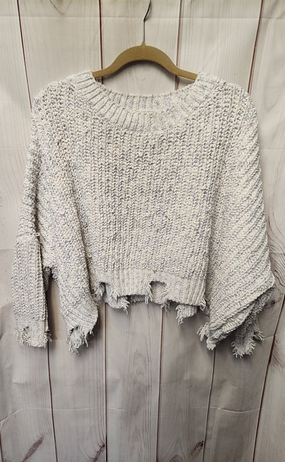 POL Women's Size S White & Purple Sweater