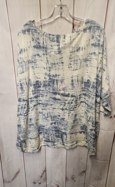 Rose & Olive Women's Size 1X Yellow & Blue Short Sleeve Top