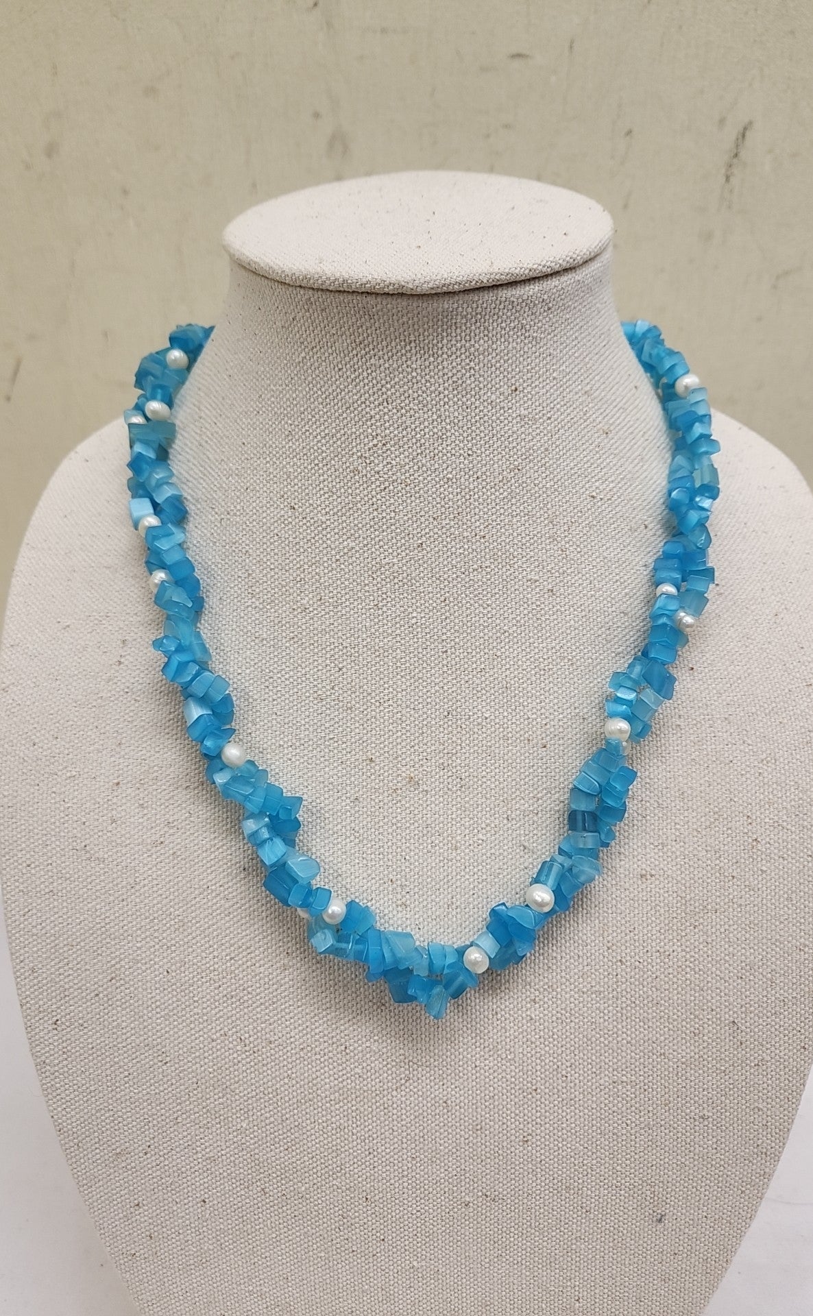 Light Blue Stone Beaded Necklace