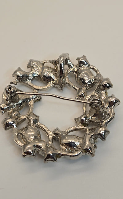 Silver Rhinestone Brooch Pin