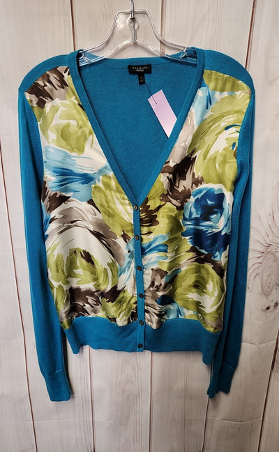 Talbots Women's Size M Blue Floral Cardigan
