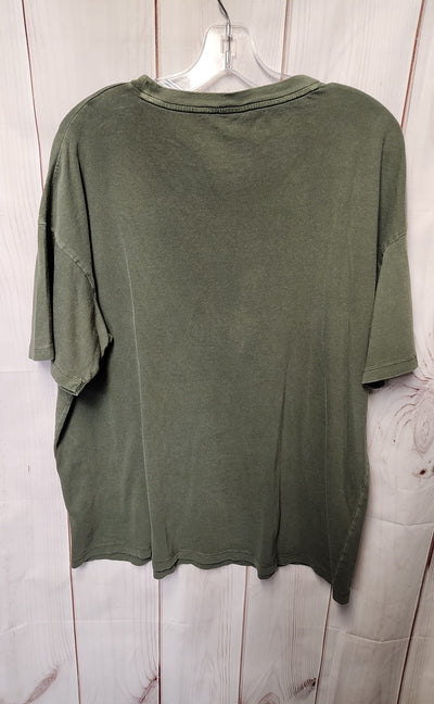 American Eagle Women's Size M Olive Green Short Sleeve Top Janis Joplin
