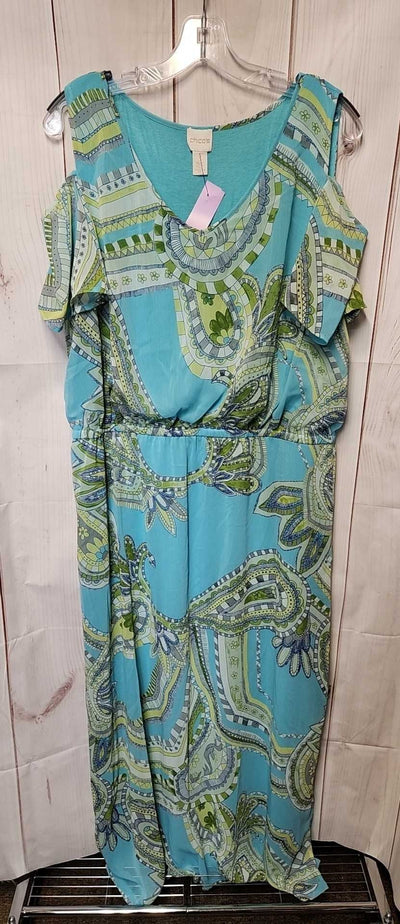 Chico's Women's Size 3 = US XL Blue & Green Dress