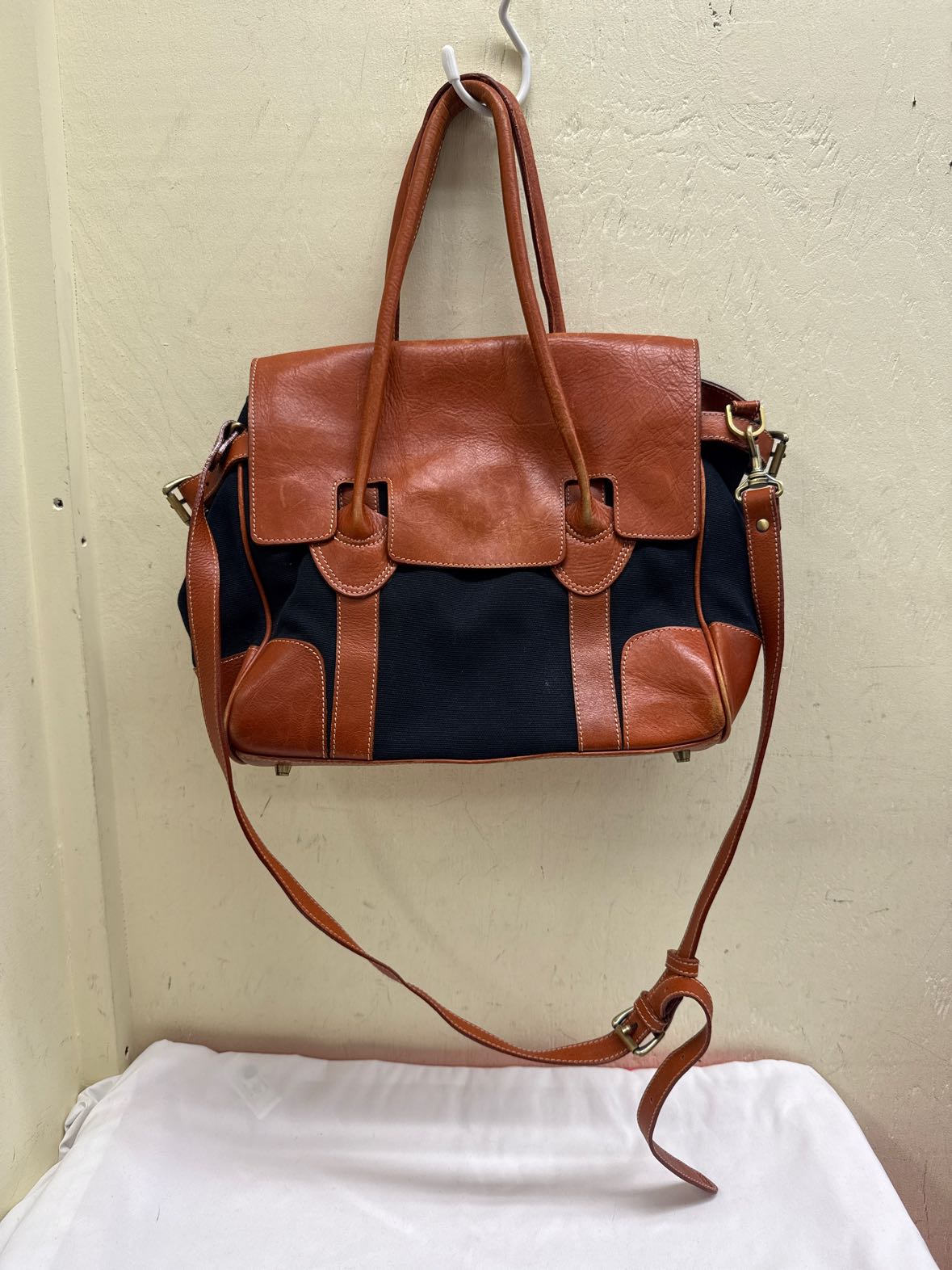 Zink Brand Brown & Black Leather Purse Bag AS IS - wear