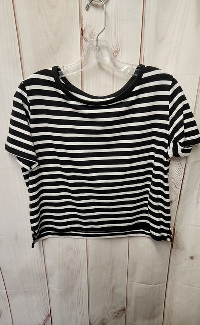 C&C Women's Size S Black & White Stripe Short Sleeve Top