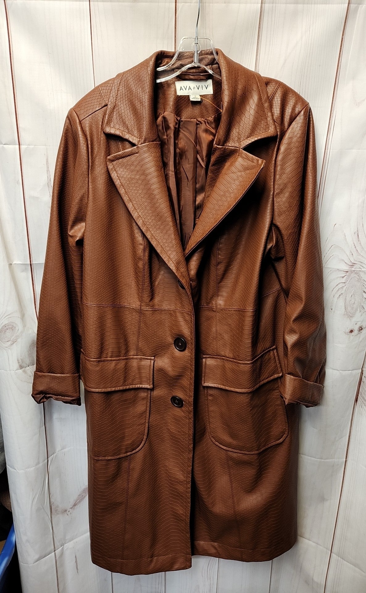 Ava & Viv Women's Size 1X Brown Coat