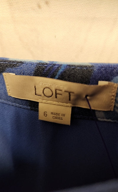 Loft Women's Size 6 Blue Floral Skirt