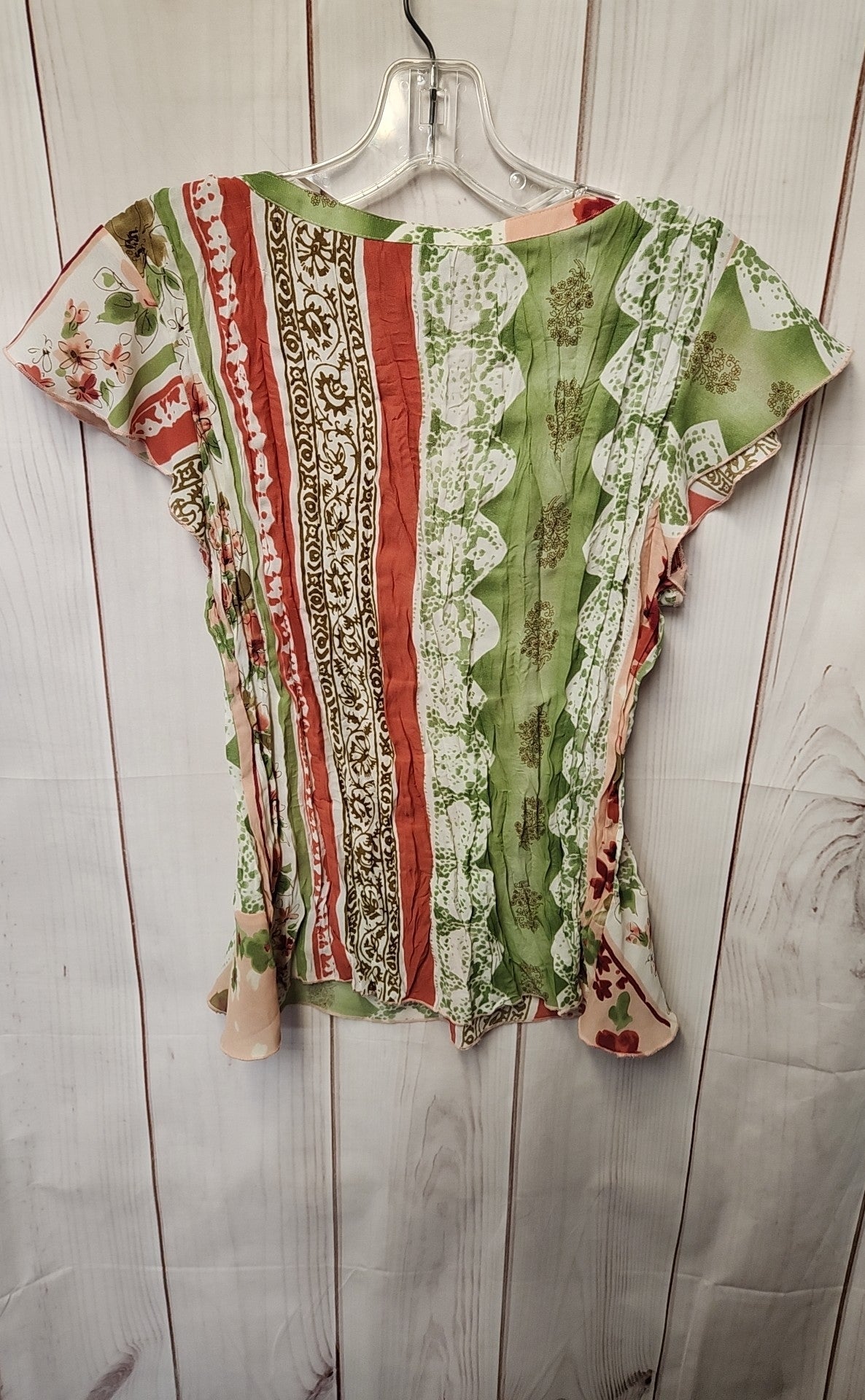 Allison Taylor Women's Size S Pink & Green Floral Short Sleeve Top