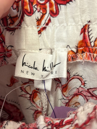 Nicole Miller Women's Size S White & Red Linen Blend Pants