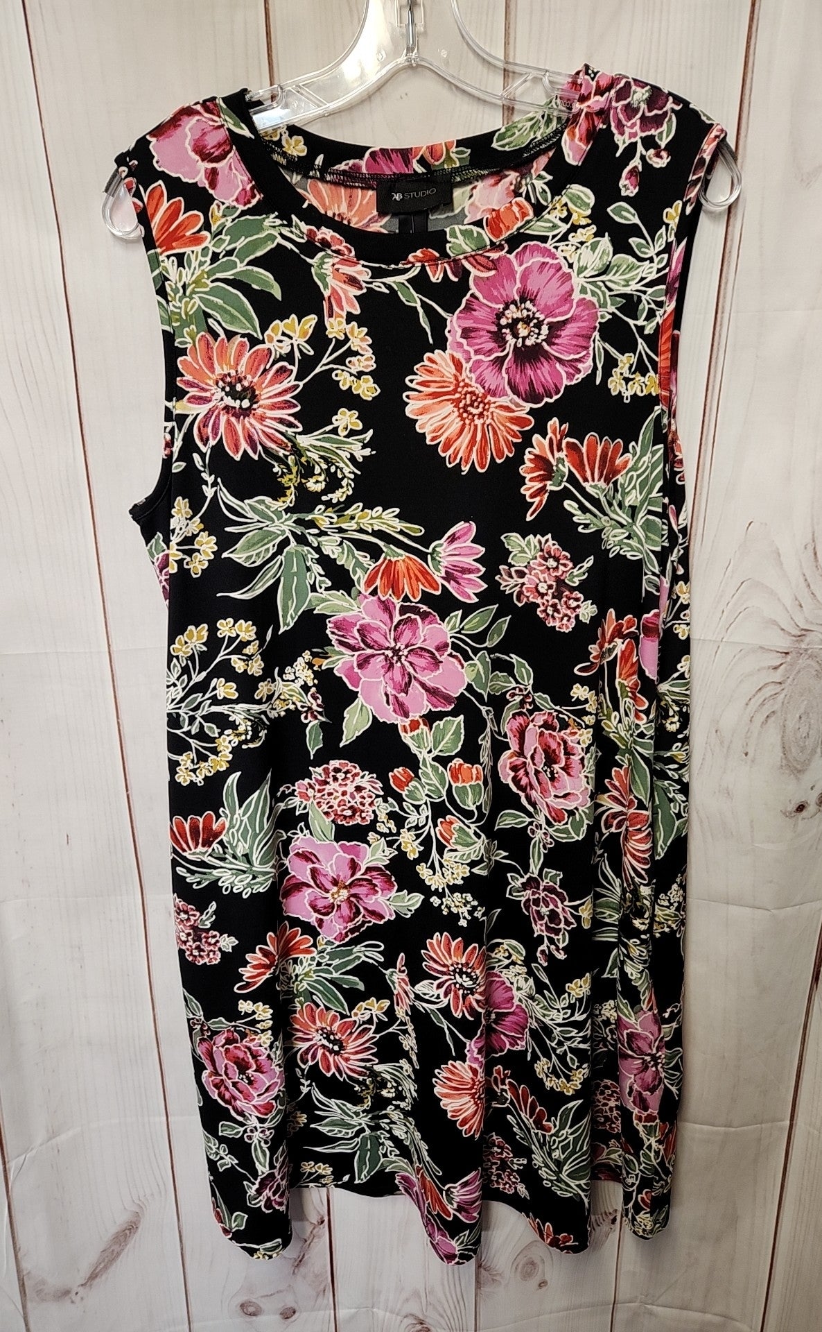 AB studio Women's Size L Black & Pink Floral Dress